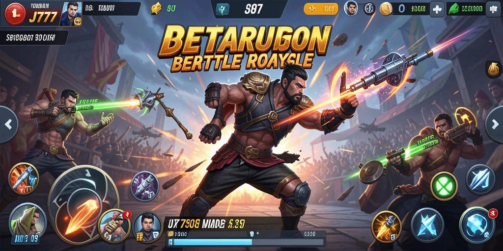 Screenshot JT777 menampilkan aksi intens dalam pertempuran Battle Royale.