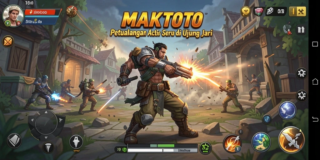 Screenshot utama MAKTOTO menampilkan gameplay action yang intens.
