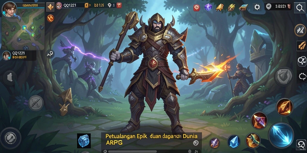 Tampilan aksi menegangkan dalam gameplay ARPG QQ1221.
