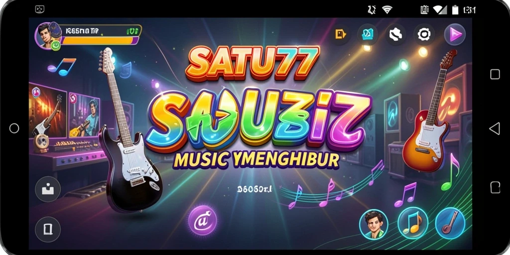 Tampilan gameplay SATU77 yang menarik dengan musik seru.